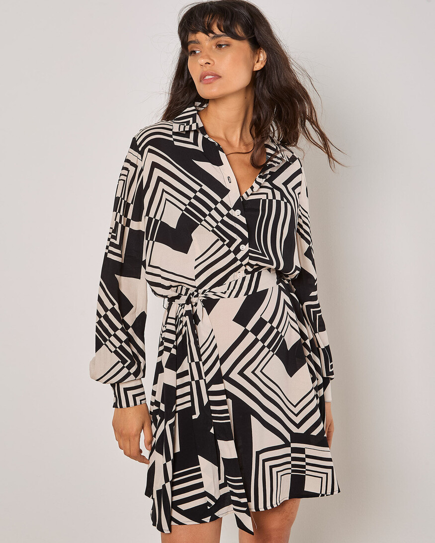 Apricot Graphic Squares Dress