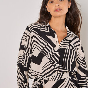 Apricot Graphic Squares Dress