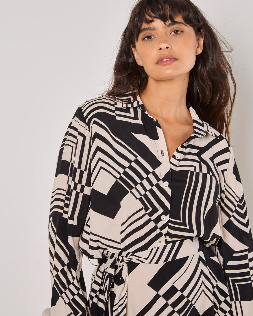 Apricot Graphic Squares Dress