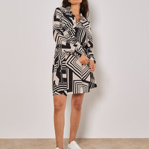 Apricot Graphic Squares Dress