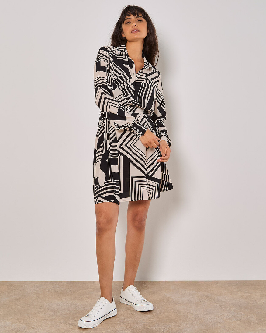 Apricot Graphic Squares Dress