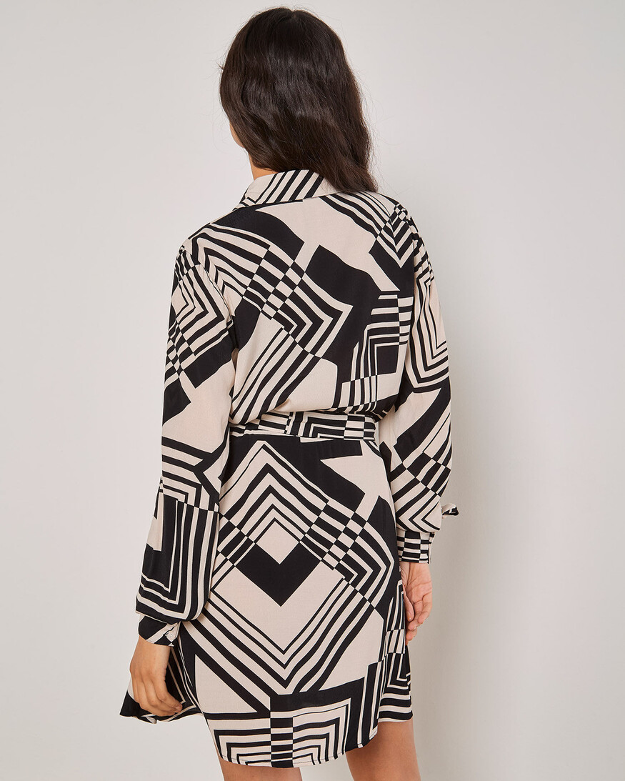 Apricot Graphic Squares Dress