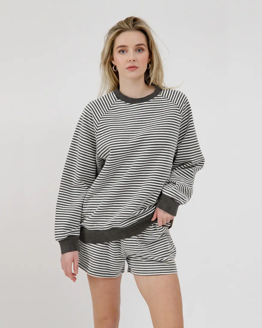Brunette The Label Mini Stripe Classic Crew