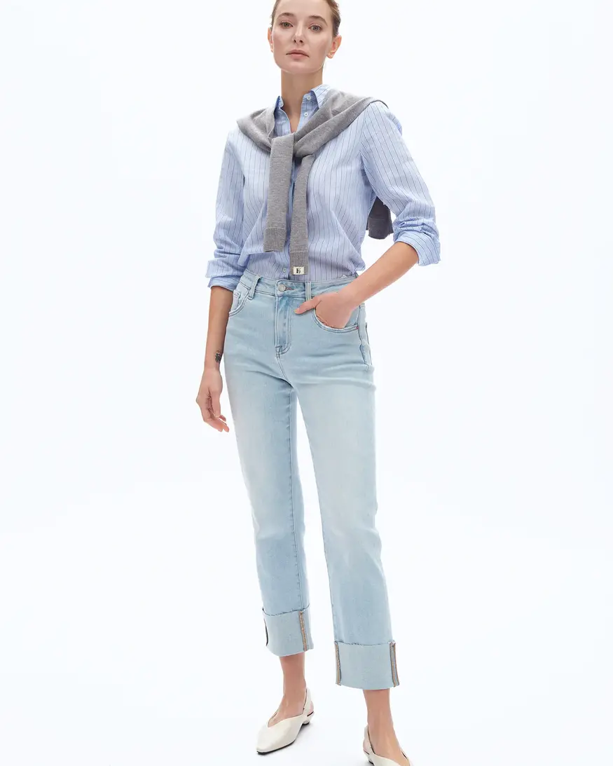 Bayeas Lark Roll Hem Straight Leg