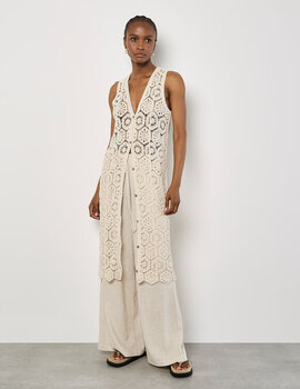 Apricot Crochet Longline Vest