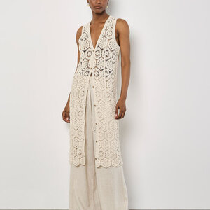 Apricot Crochet Longline Vest