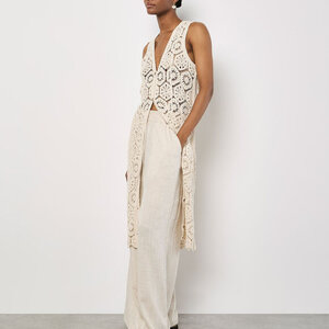 Apricot Crochet Longline Vest