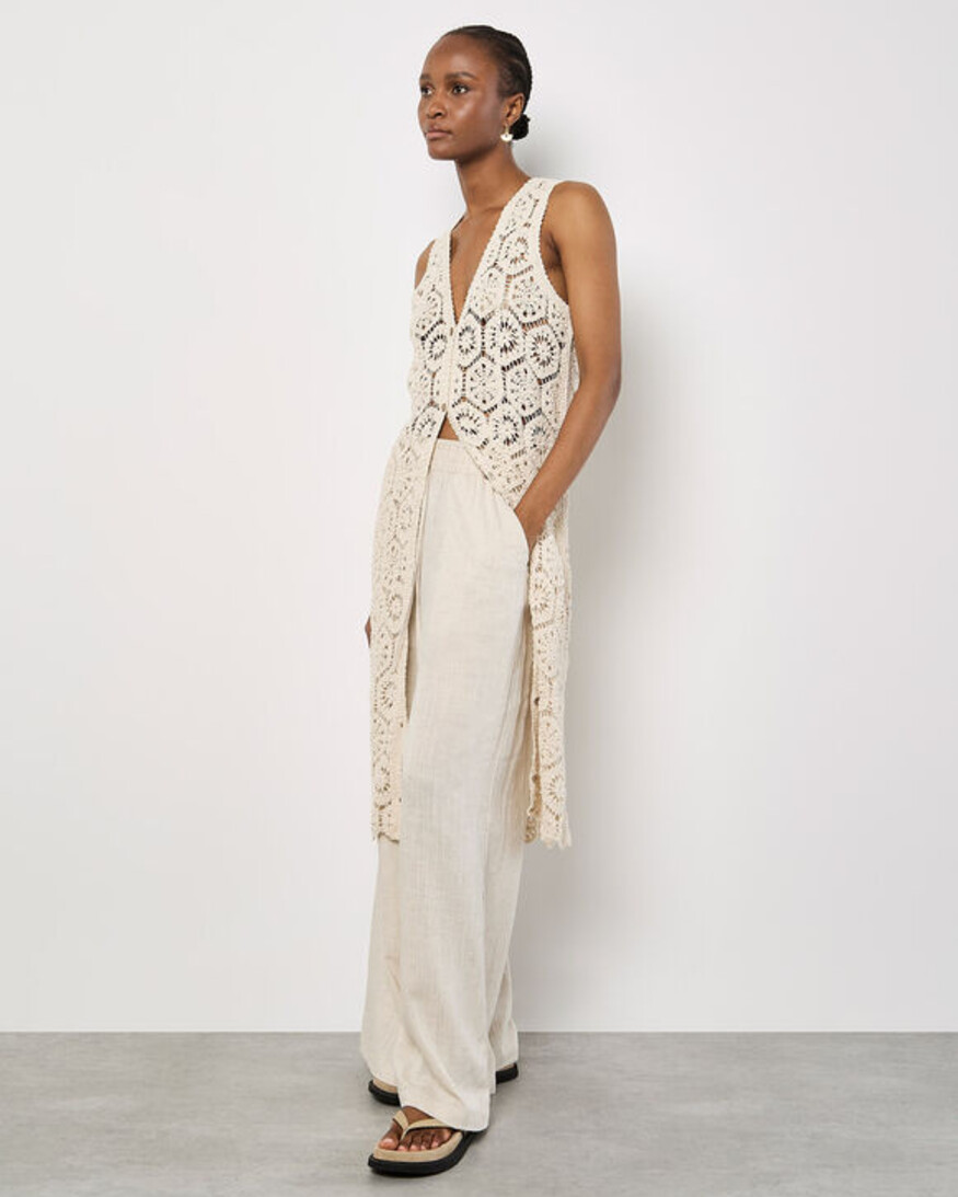 Apricot Crochet Longline Vest
