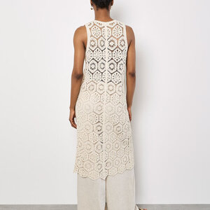 Apricot Crochet Longline Vest