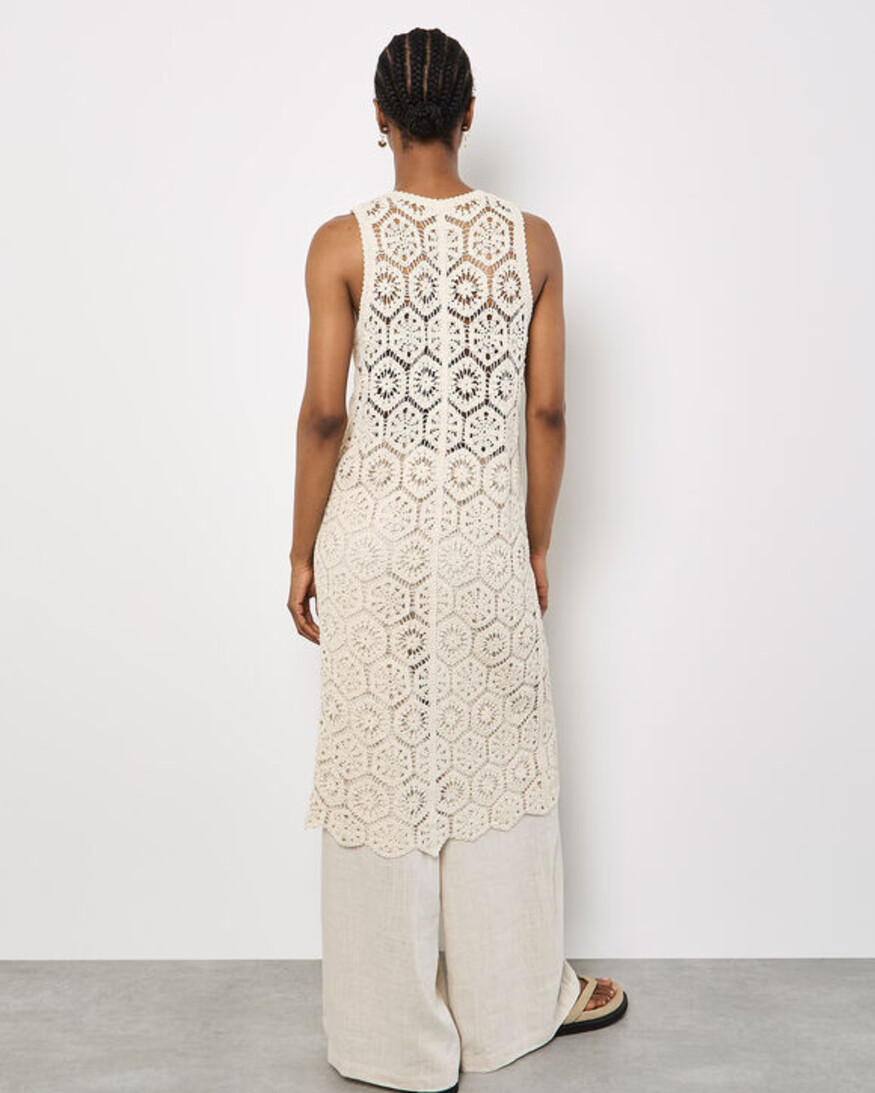 Apricot Crochet Longline Vest