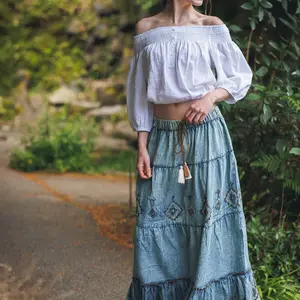 Papillon Fatin Beaded Denim Skirt