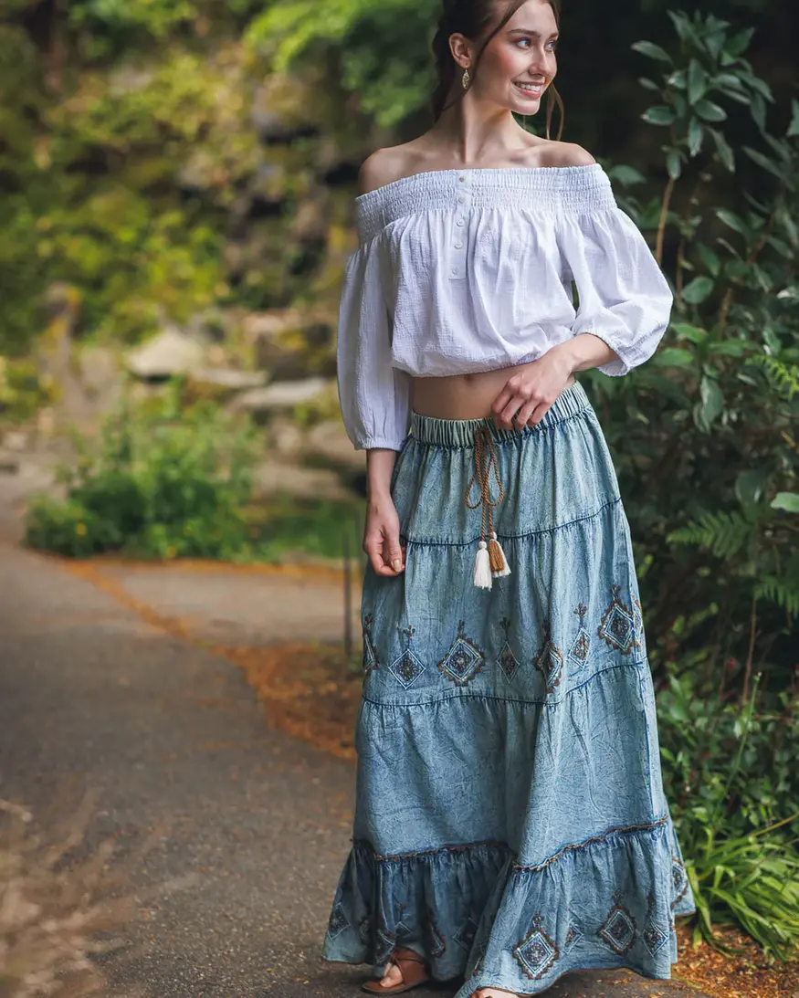 Papillon Fatin Beaded Denim Skirt