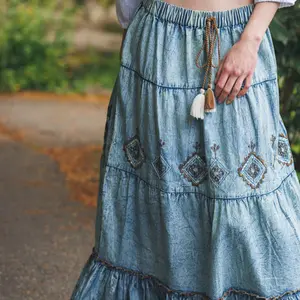 Papillon Fatin Beaded Denim Skirt