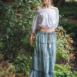Papillon Fatin Beaded Denim Skirt
