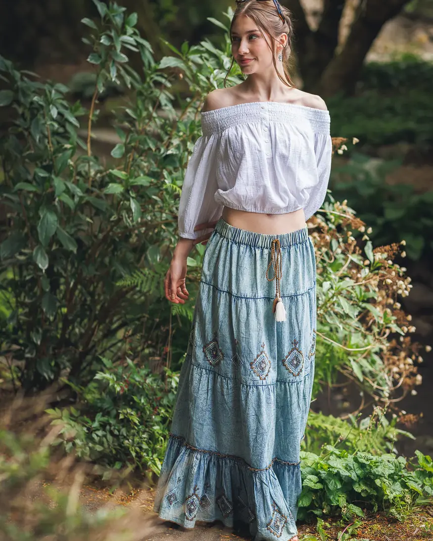 Papillon Fatin Beaded Denim Skirt
