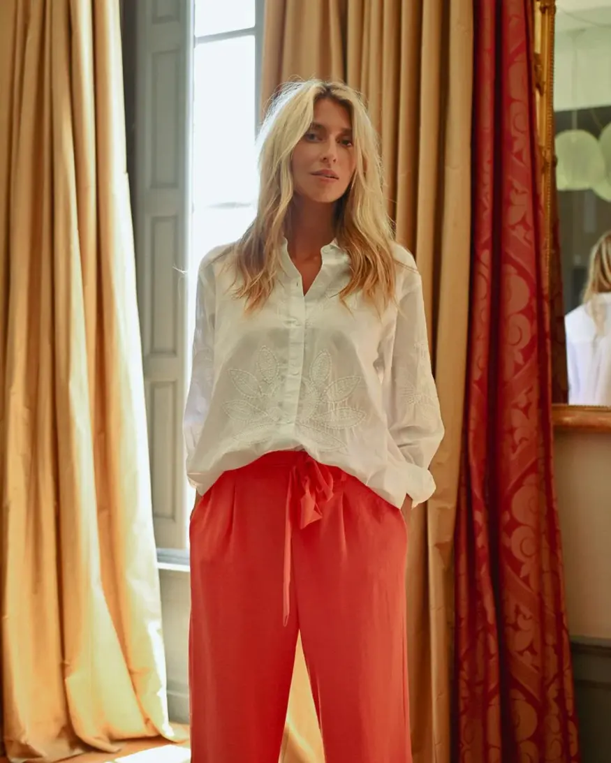 Molly Bracken Oversize Embroidered Button Down