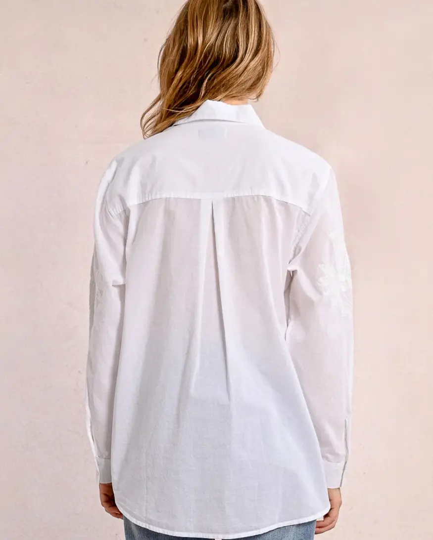 Molly Bracken Oversize Embroidered Button Down