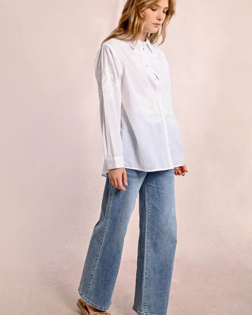 Molly Bracken Oversize Embroidered Button Down