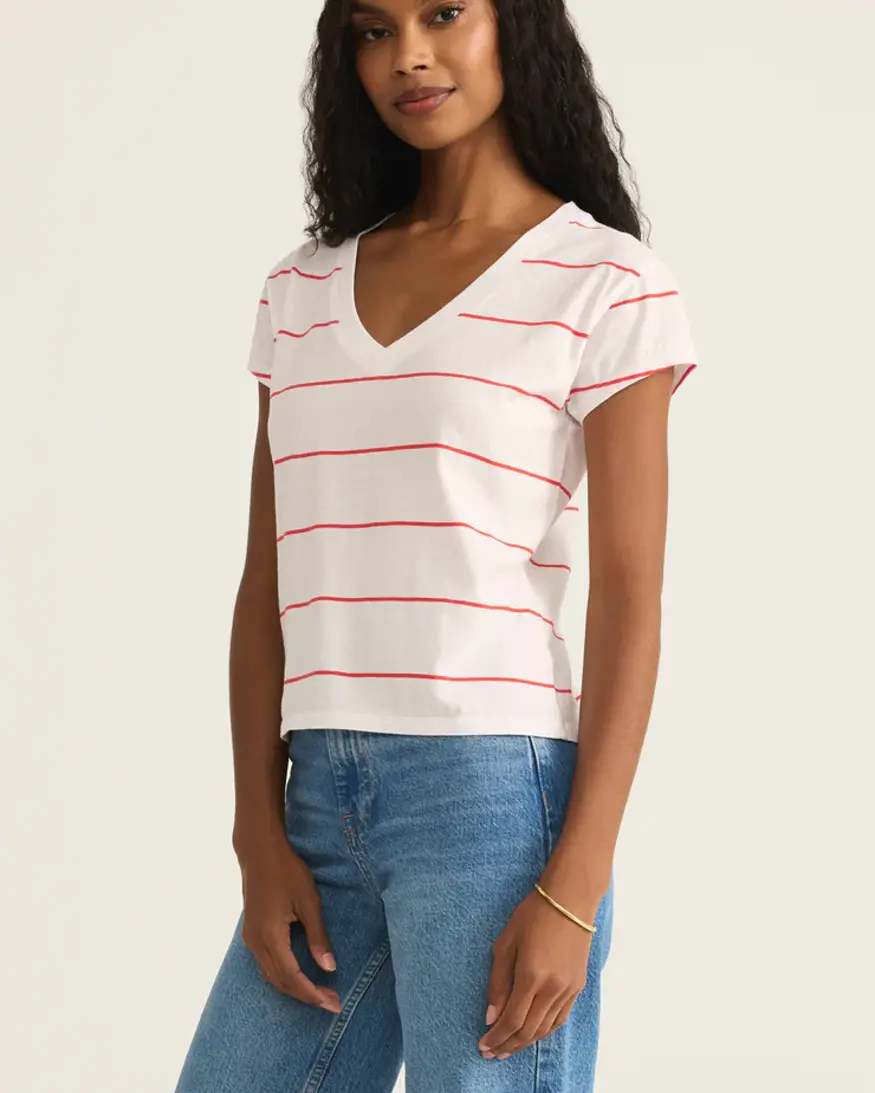 Z-Supply Striped Modern V-Neck