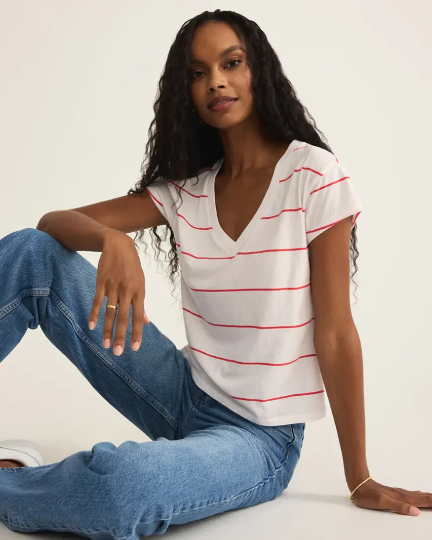Z-Supply Striped Modern V-Neck