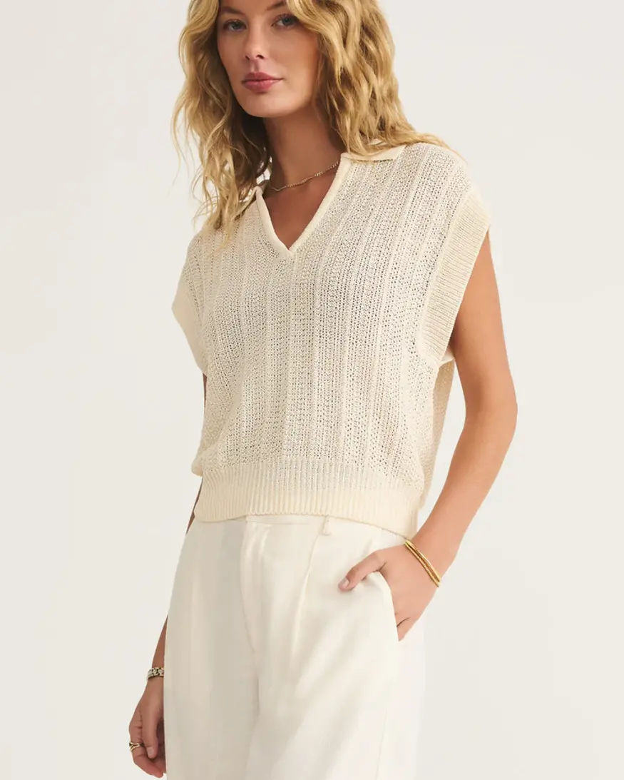 Z-Supply Lauden Crochet Polo Top
