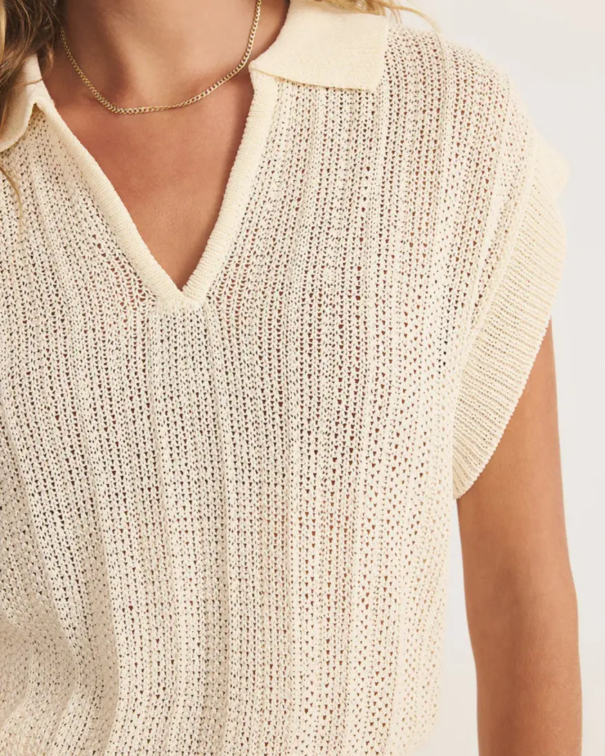 Z-Supply Lauden Crochet Polo Top