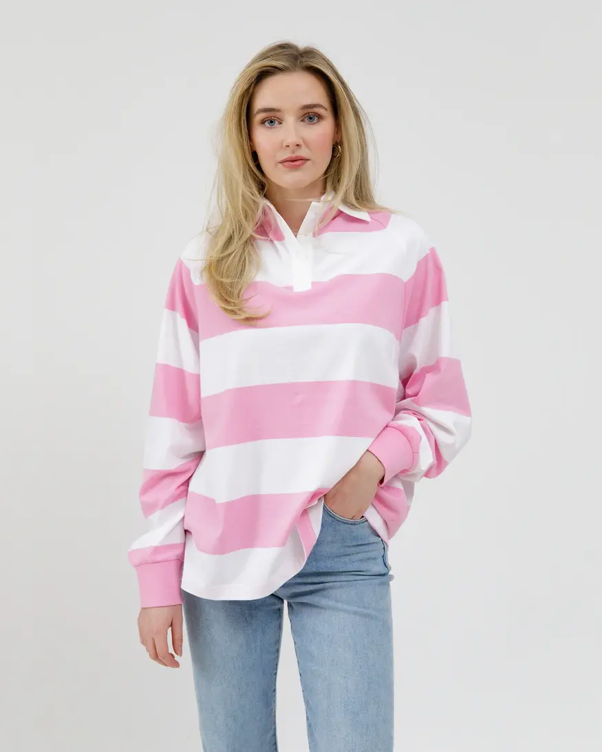 Brunette The Label Stripe Rugby Polo