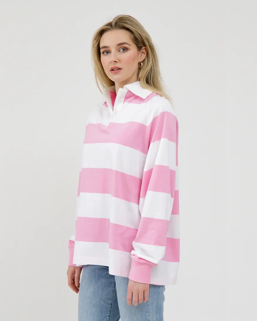 Brunette The Label Stripe Rugby Polo