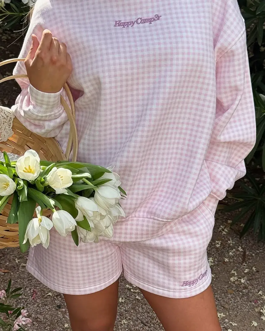 Gingham Mockneck Sweatshirt
