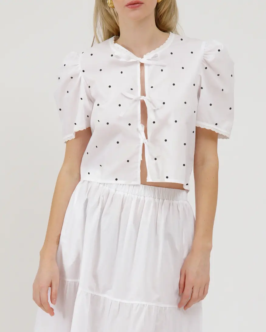 Brunette The Label Poplin Tie Up Top
