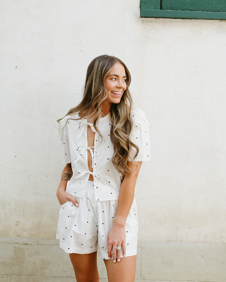 Brunette The Label Poplin Tie Up Top