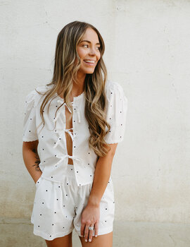 Brunette The Label Poplin Tie Up Top Brunette The Label Poplin Tie Up Top