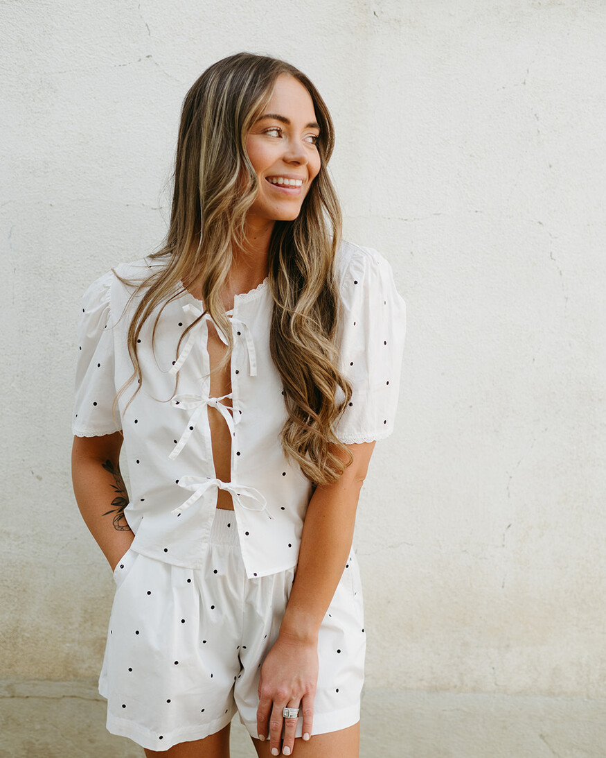 Brunette The Label Poplin Tie Up Top