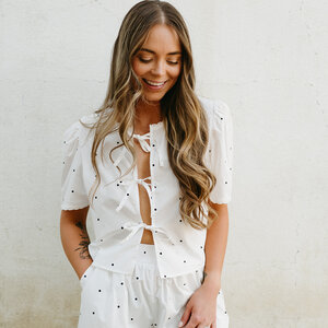 Brunette The Label Poplin Tie Up Top