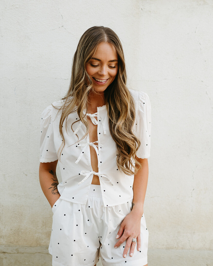 Brunette The Label Poplin Tie Up Top