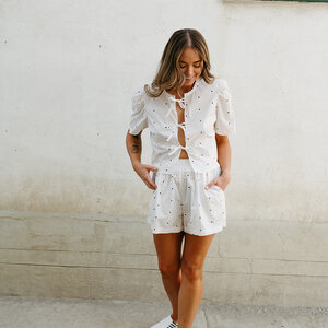 Brunette The Label Poplin Tie Up Top