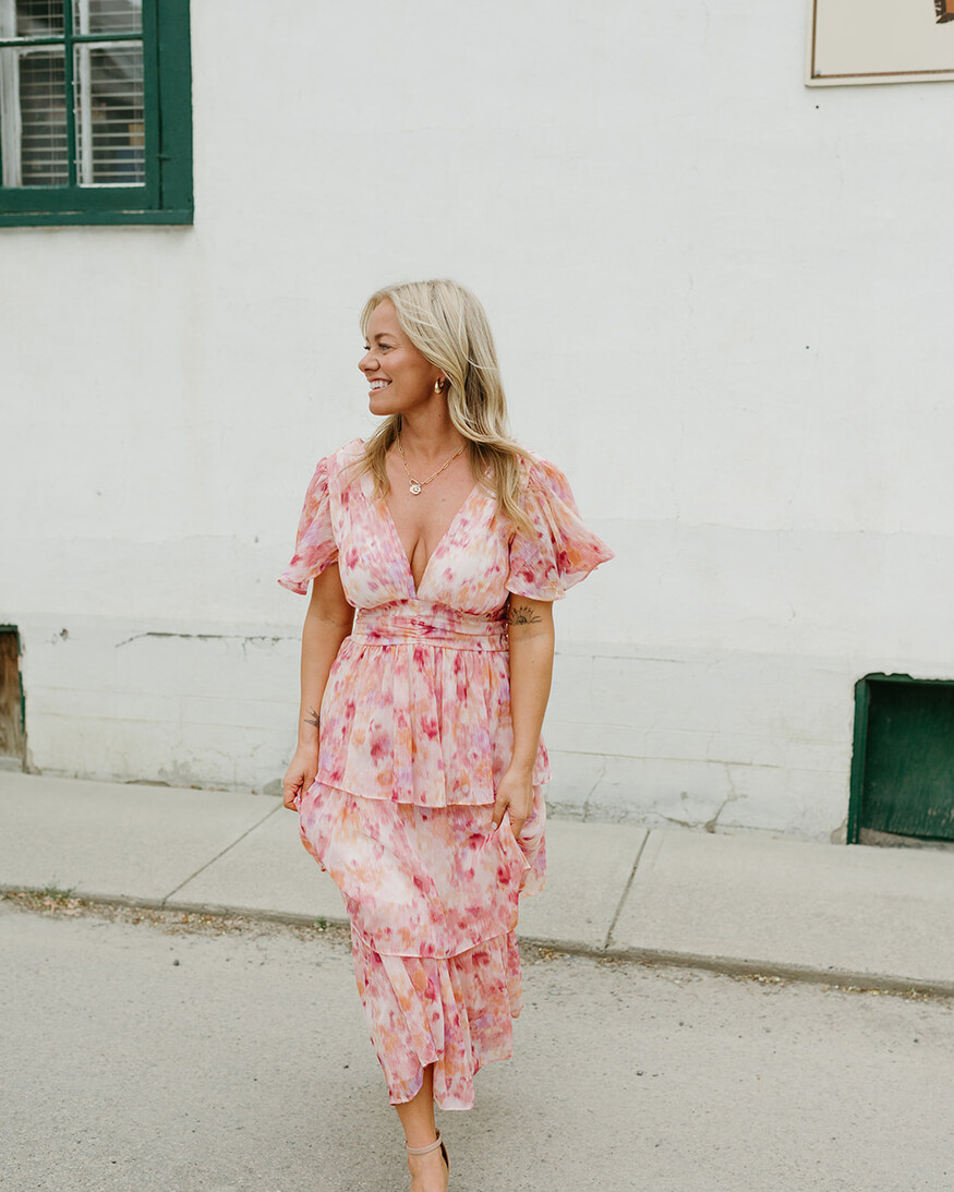 Lulus Eva Tiered Midi Dress