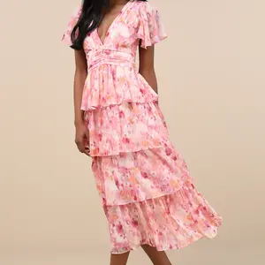 Lulus Eva Tiered Midi Dress