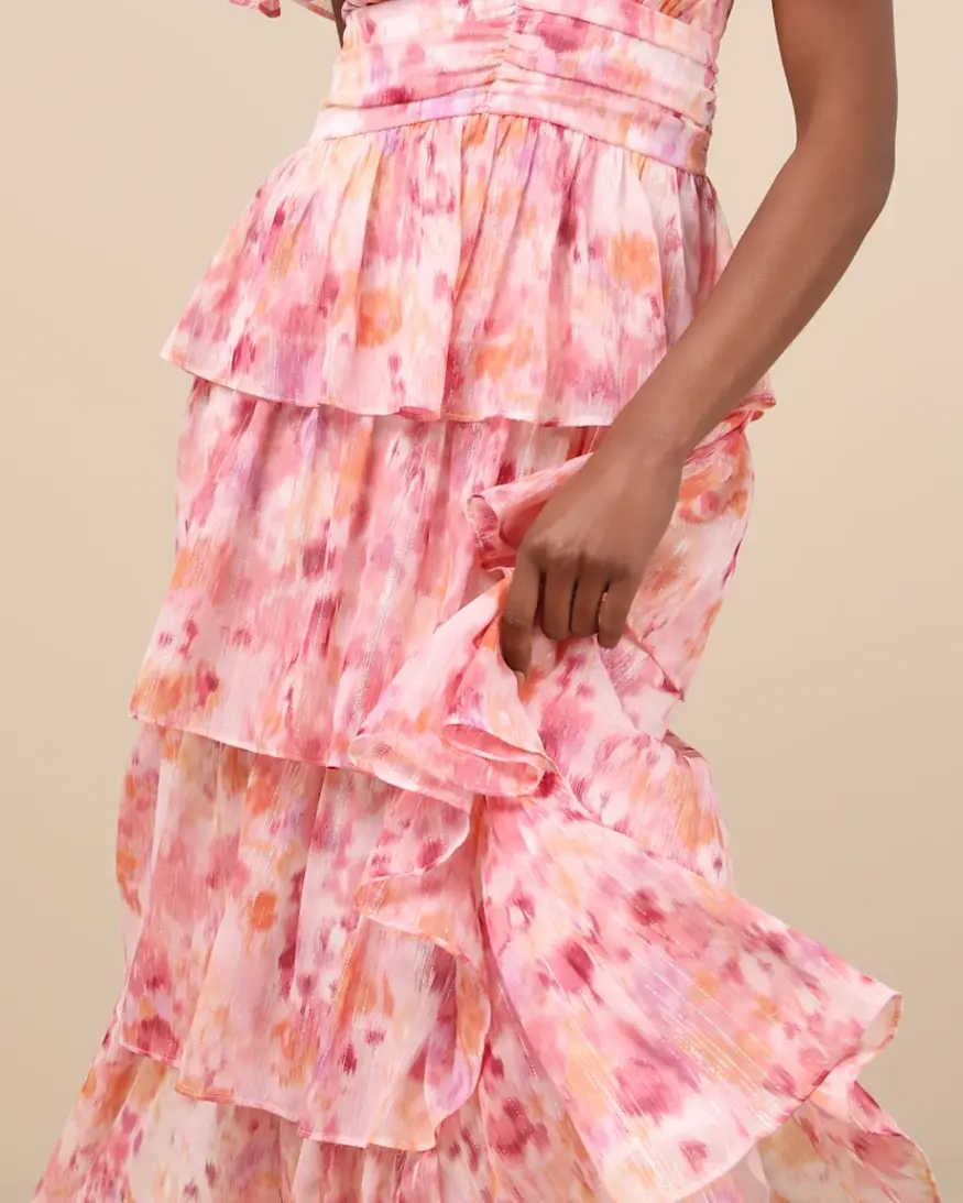 Lulus Eva Tiered Midi Dress