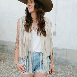 Faux Leather Fringe Vest