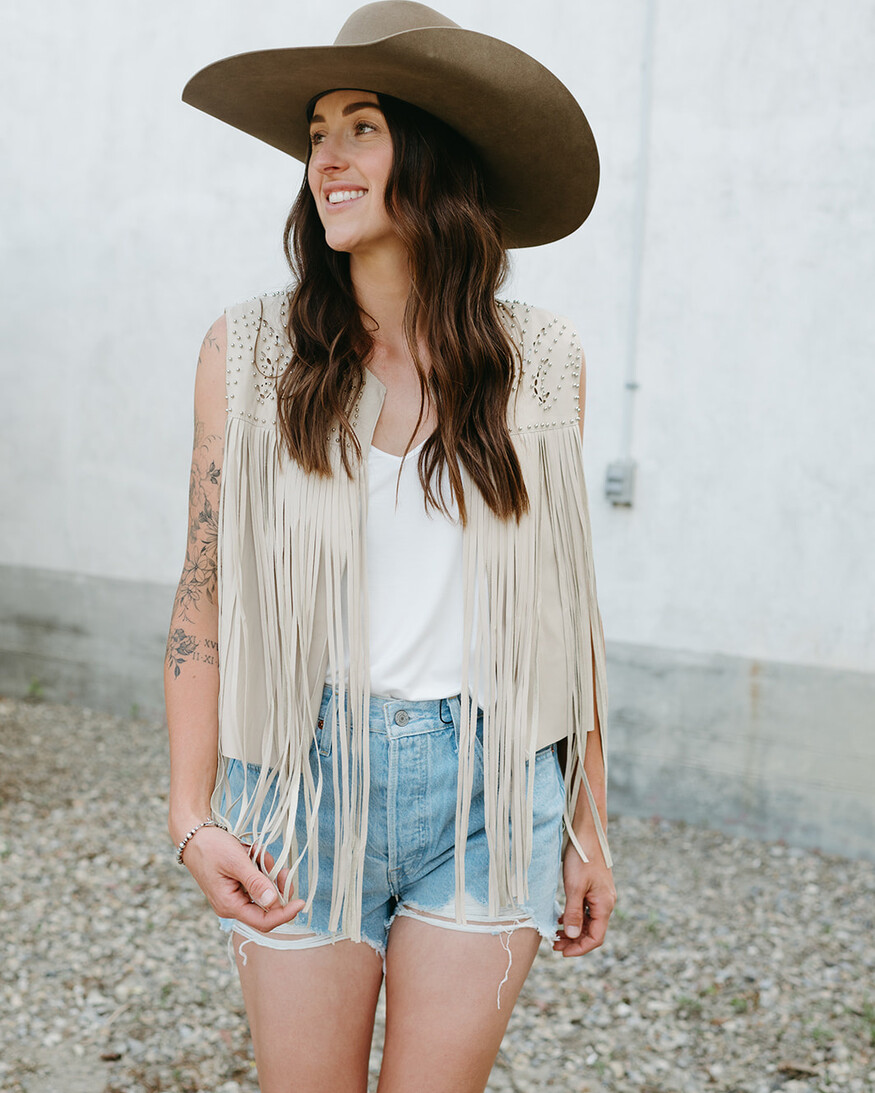 Faux Leather Fringe Vest