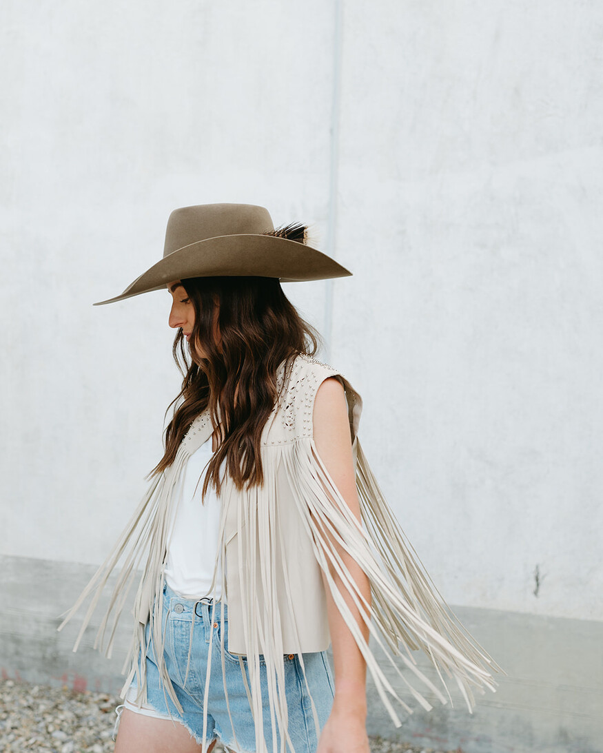 Faux Leather Fringe Vest