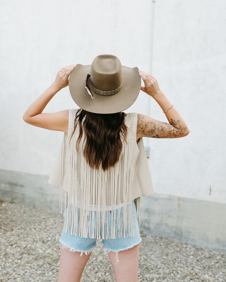 Faux Leather Fringe Vest