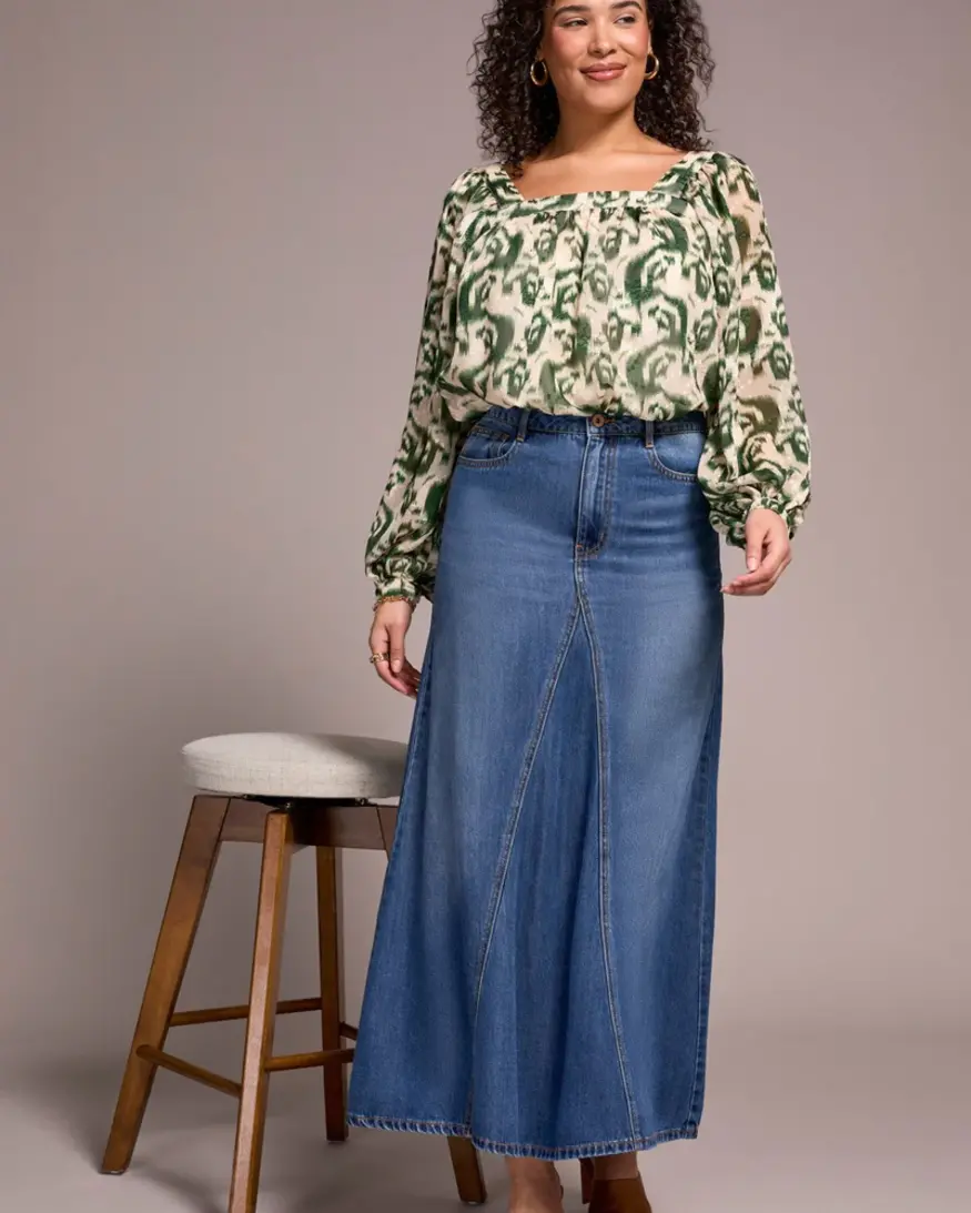 Tribal Sybdi Denim Maxi Skirt