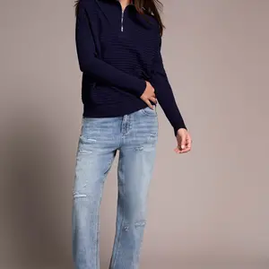 Tribal Sonica Zip Neck Sweater