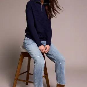 Tribal Sonica Zip Neck Sweater