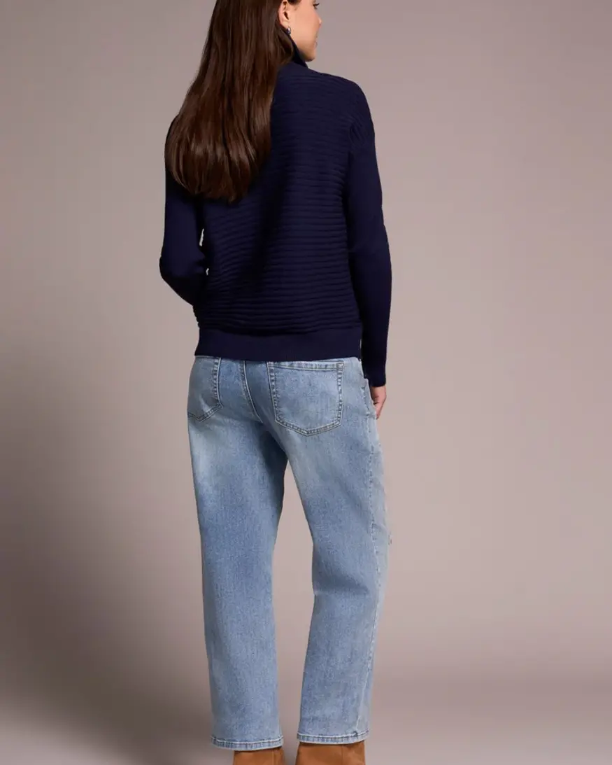 Tribal Sonica Zip Neck Sweater