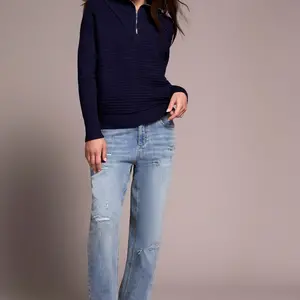 Tribal Sonica Zip Neck Sweater