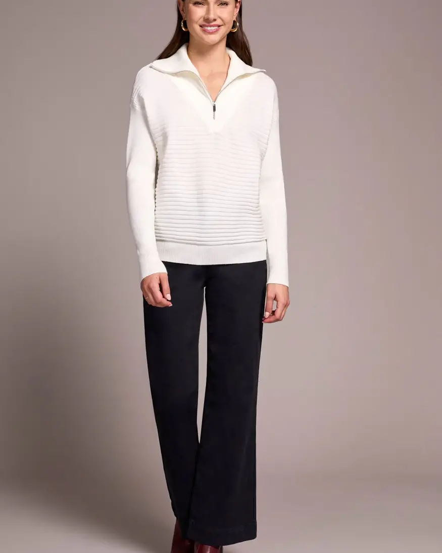 Tribal Sonica Zip Neck Sweater