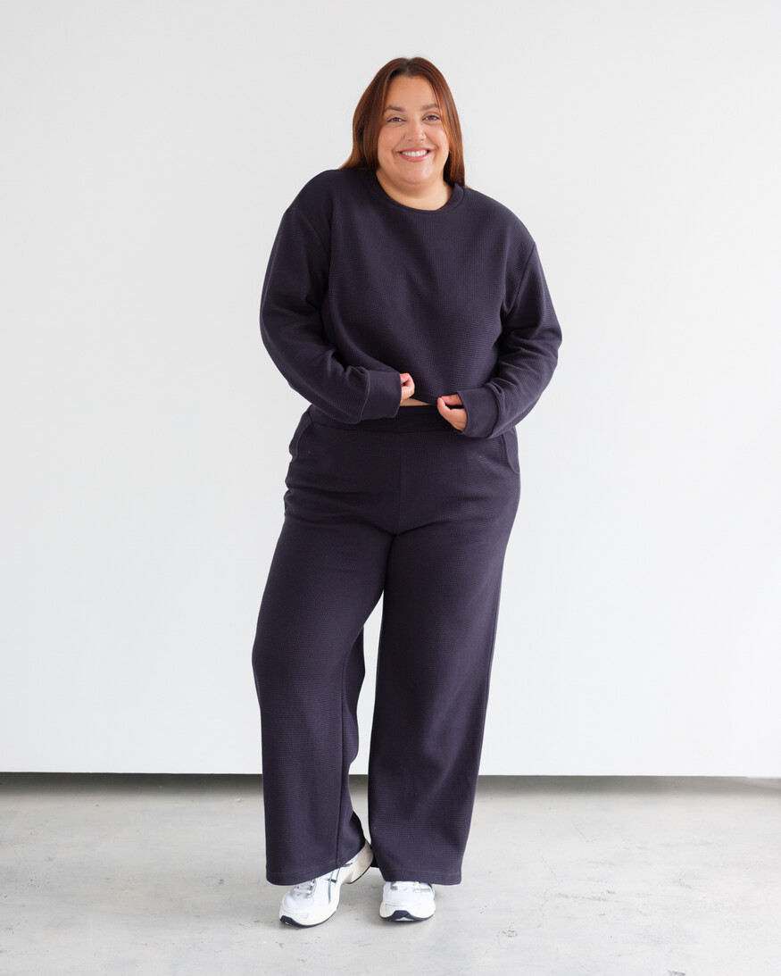 Brunette The Label Waffle Boxy LS Top